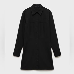 Mango Mini Black Button Up Shirt Dress